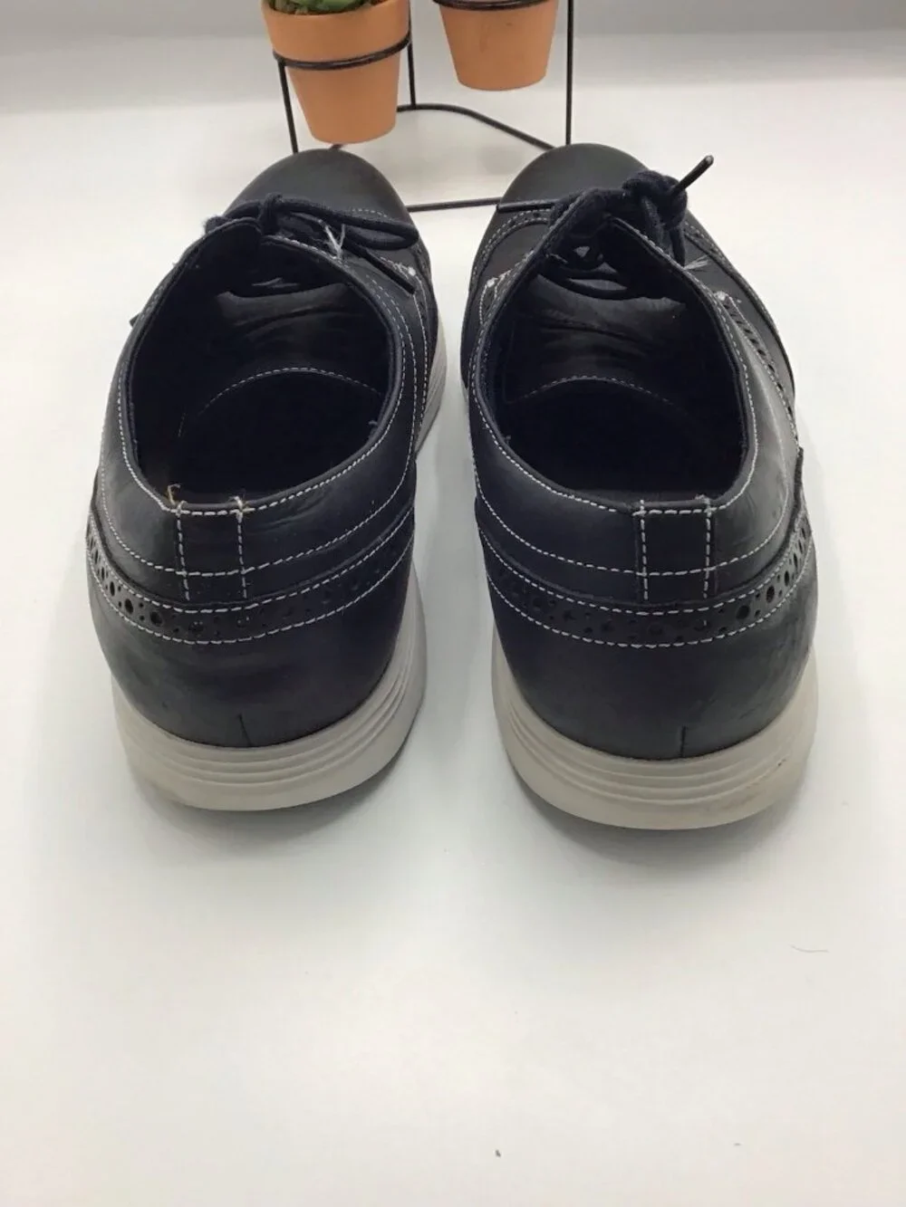 Cole Haan Mens Grand OS Marine Blue Leather Wingtip Oxford Shoes Men's Size 11/2